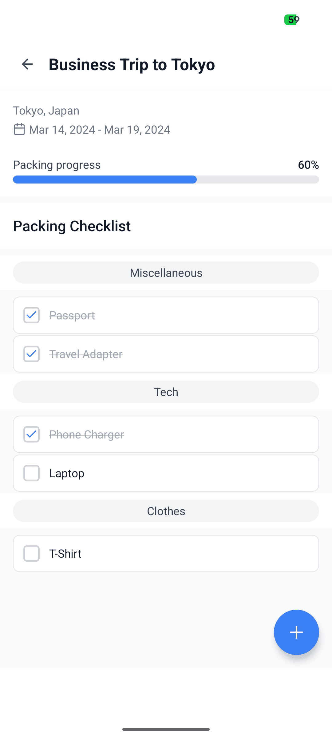 Packing Checklist